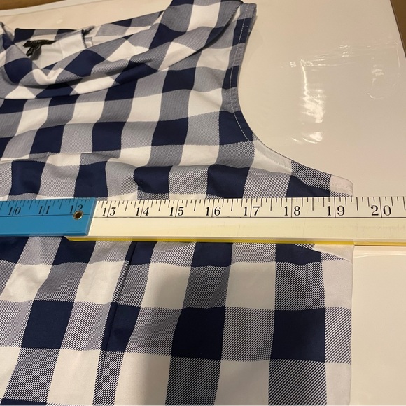 TALBOTS SZ/10 Women's NavyBlue/White Gingham Sleeveless Shell Blouse 98%Cotton - Picture 10 of 11